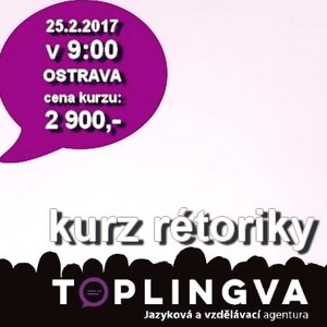 Grafický plakát s fialovou bublinou obsahující detaily kurzu a velkým bílým nápisem 
