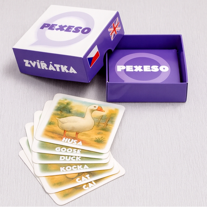 Pexeso se zvířátky od jazykové školy TOPLINGVA TOPLINGVA představuje nové pexeso se zvířátky pro zábavné učení angličtiny.